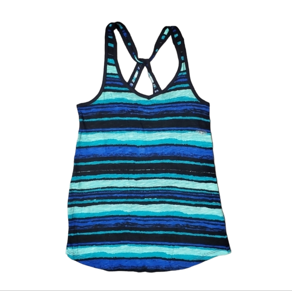 Maurices Top Womens XS Blue Striped Cross Back Tank Top - Picture 10 of 10